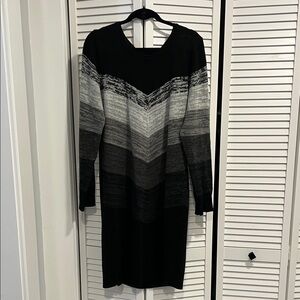 Apt. 9 Black and Gray Long Sleeve Dress